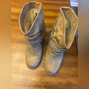 Not Rated Tan Studded Ankle Booties